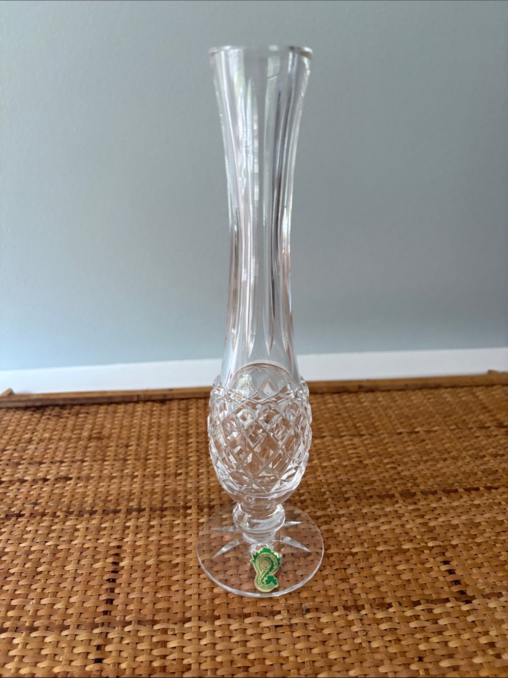 Waterford Lismore 9" Crystal Bud Vase with Cut Diamond Pattern